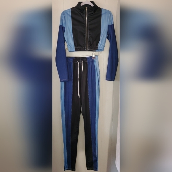 Black Casual Basic Zipper Collar Long Sleeve Two Pieces - Picture 5 of 6